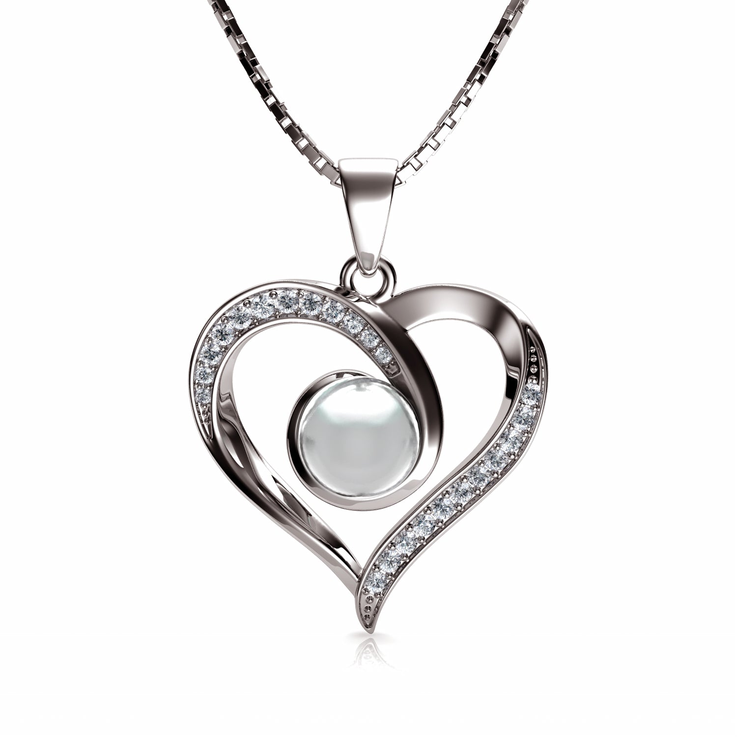 14k Solid deals White Gold Pearl Heart Pendant 16