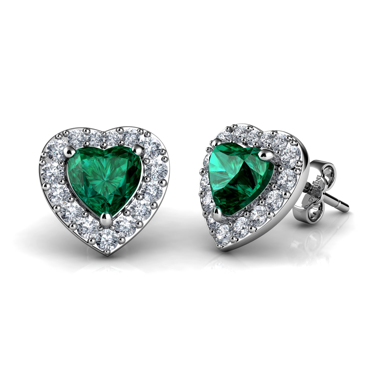 Green heart outlets stud earrings